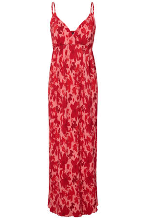 gebloemde maxi jurk rood