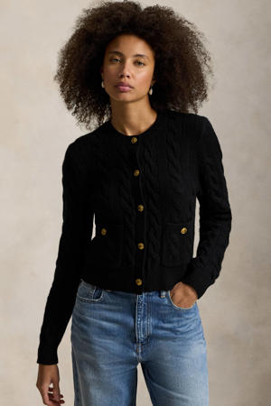 gebreid vest met wol zwart