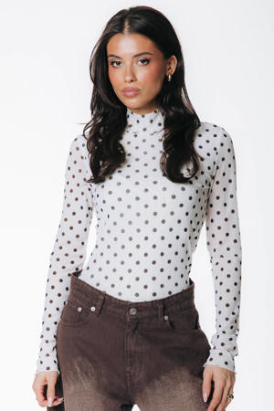mesh top met stippen wit