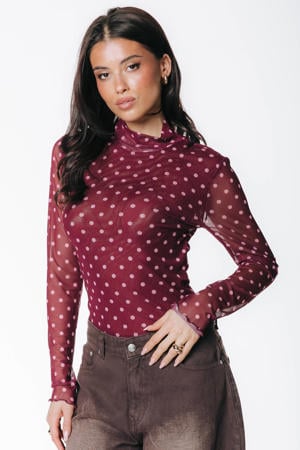 mesh top met stippen rood