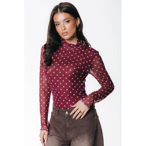 Colourful Rebel mesh top met stippen rood afbeelding