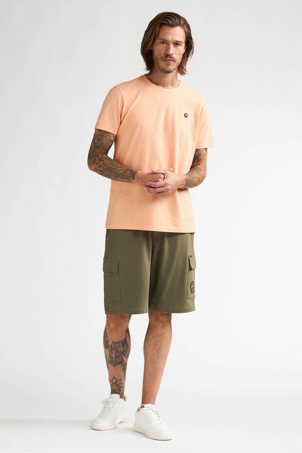 Oranje heren Petrol Industries regular T-shirt van katoen met effen, korte mouwen en ronde hals