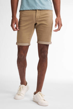 denim slim short light tan