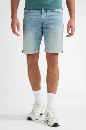 denim slim short light stone