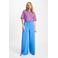 POM Amsterdam wide leg high waist gestreepte broek blauw