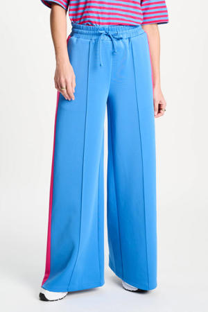 wide leg high waist gestreepte broek blauw