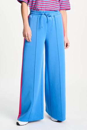 wide leg high waist gestreepte broek blauw