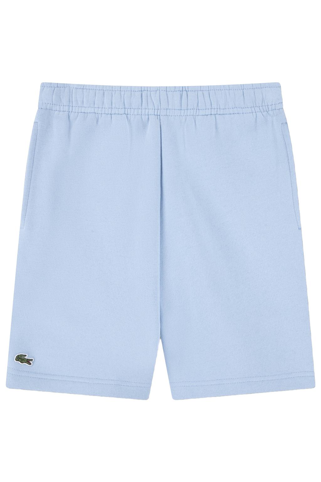 Lichtblauwe jongens Lacoste sweatshort van katoen met elastische tailleband met koord en effen