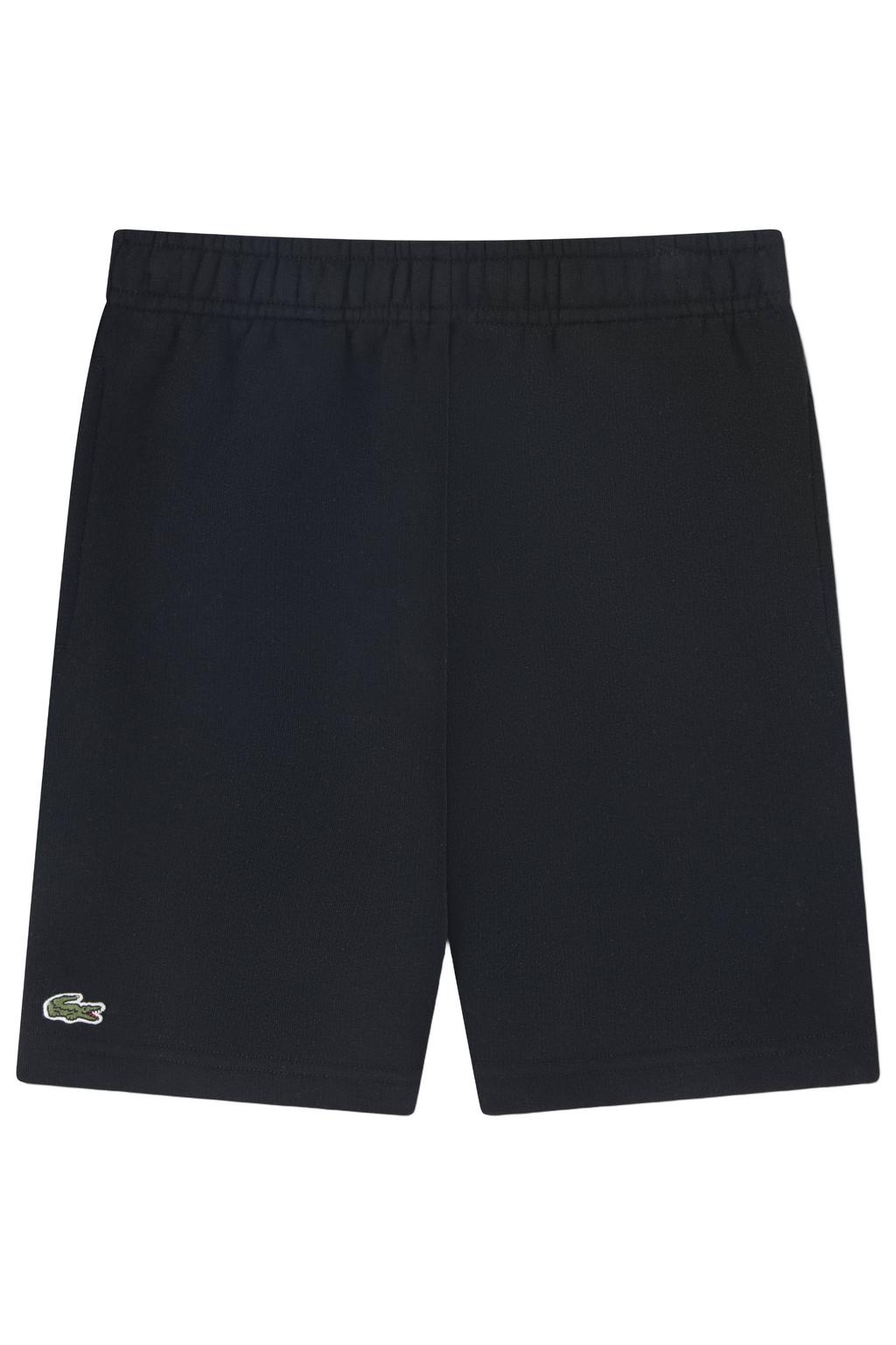 Zwarte jongens Lacoste sweatshort met regular waist, elastische tailleband en effen