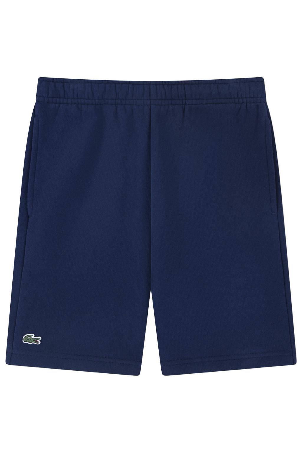 Donkerblauwe jongens Lacoste sweatshort met elastische tailleband en effen