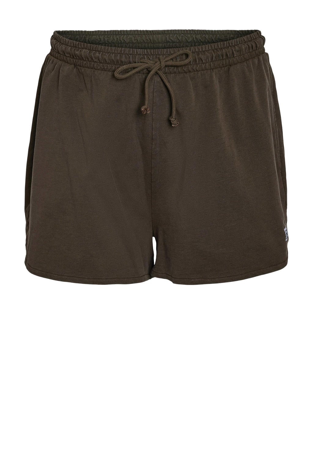 Donkerblauwe dames NOISY MAY Curve regular waist casual short van katoen met elastische tailleband met koord en effen