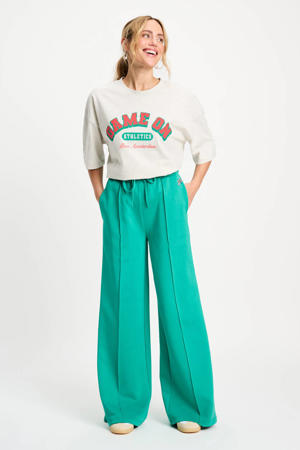 wide leg regular waist broek groen