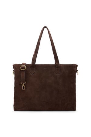 suede shopper donkerbruin