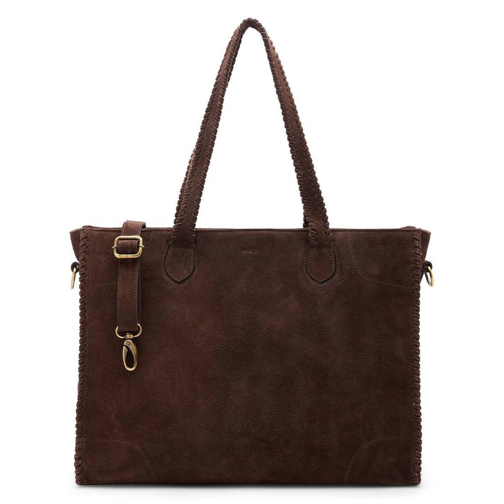 Manfield suede shopper donkerbruin