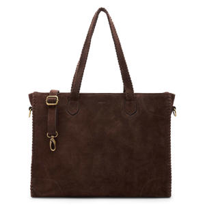 suede shopper donkerbruin