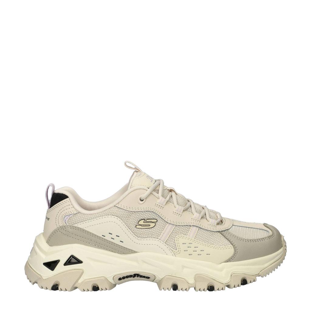 Ecru dames Skechers D'Lites Hiker chunky sneakers van imitatieleer en nylon met veters