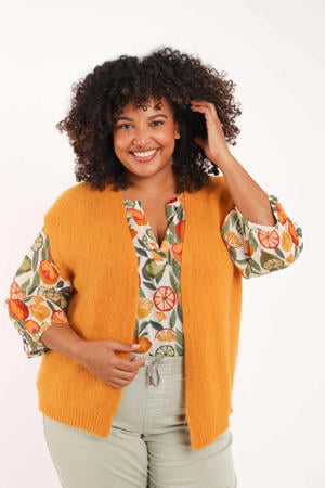 gebreid vest oranje