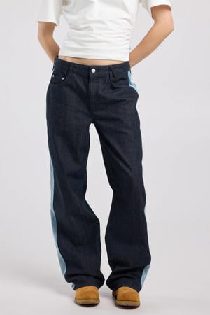 wide leg jeans dark blue denim