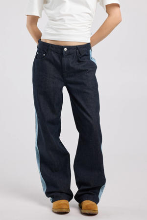 wide leg jeans dark blue denim