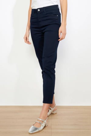 denim slim high waist broek donkerblauw