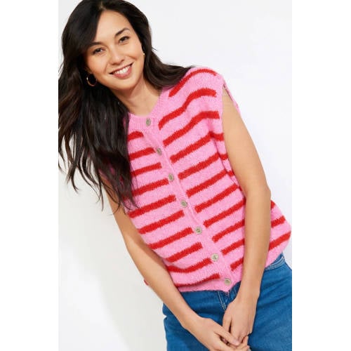 LOLALIZA gestreepte gilet roze afbeelding