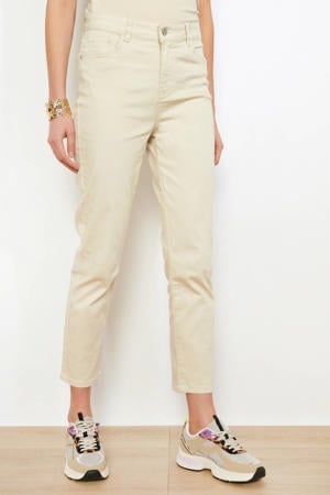 denim slim high waist broek beige