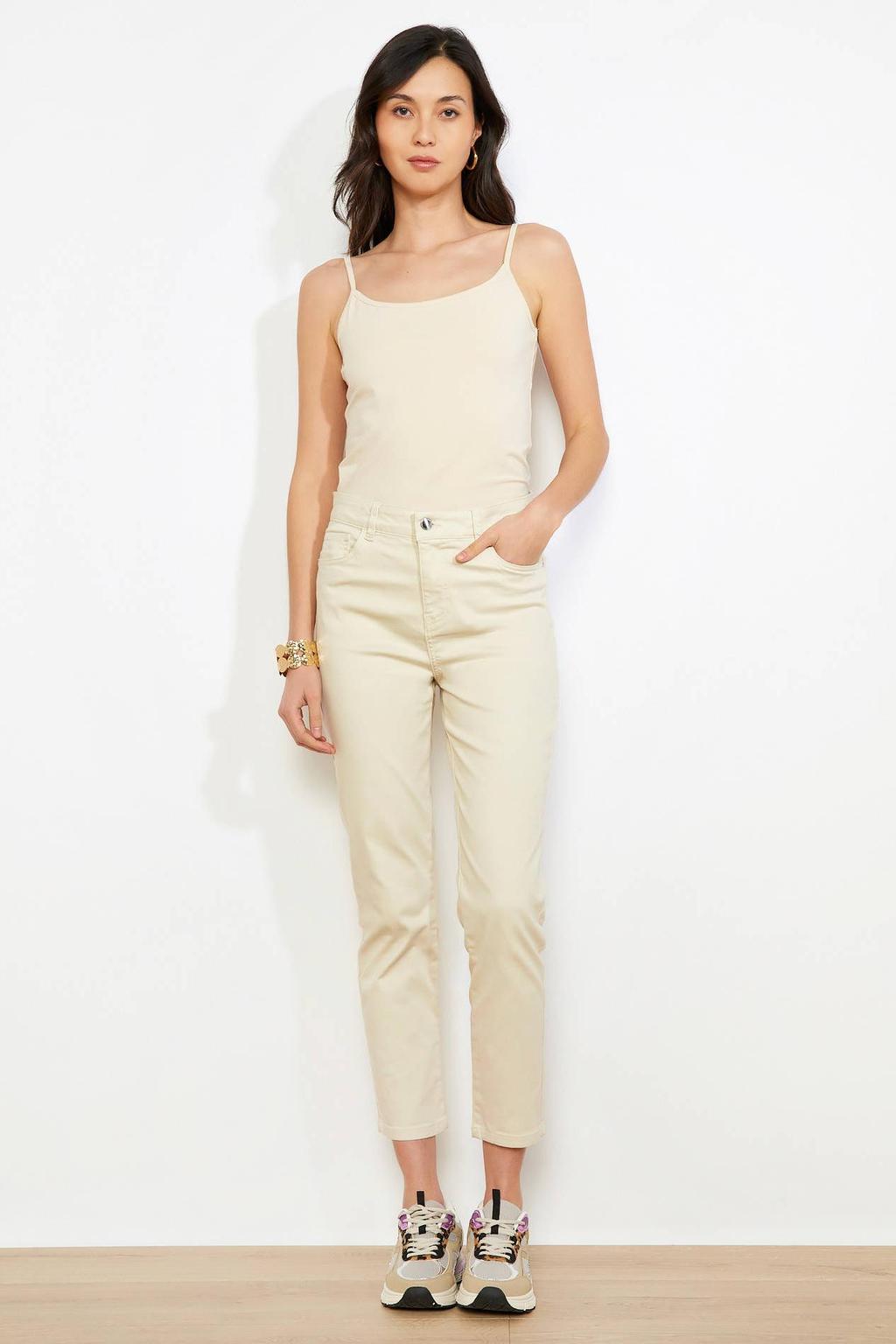 Beige dames LOLALIZA slim high waist broek van denim met effen