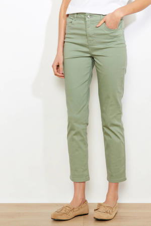 denim slim high waist broek kaki