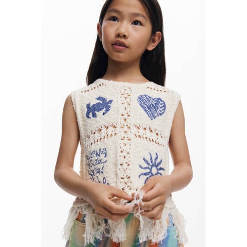 Desigual mouwloze top ecru afbeelding