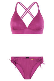 thumbnail: Protest voorgevormde triangel bikini set PRTCOSTA met ribstructuur fuchsia