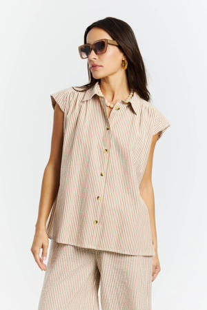 gestreepte blouse bruin