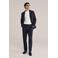 WE Fashion regular pantalon met linnen donkerblauw