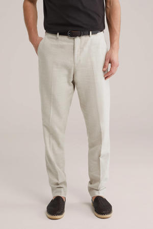 slim pantalon met linnen ecru