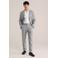WE Fashion slim gestreepte pantalon met linnen grijs