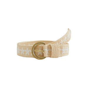 riem met borduursels beige/wit