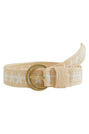 riem met borduursels beige/wit