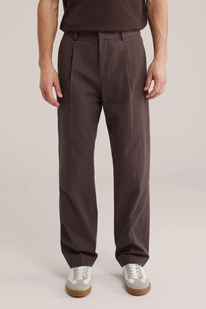 regular gestreepte pantalon bruin