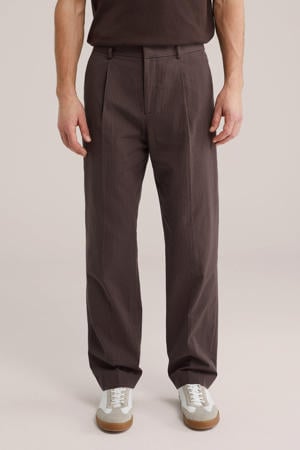 regular gestreepte pantalon bruin