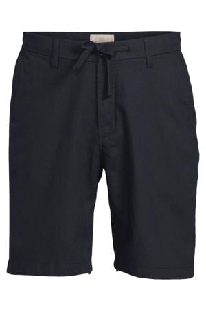 regular casual short met linnen donkerblauw