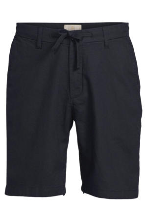 regular casual short met linnen donkerblauw