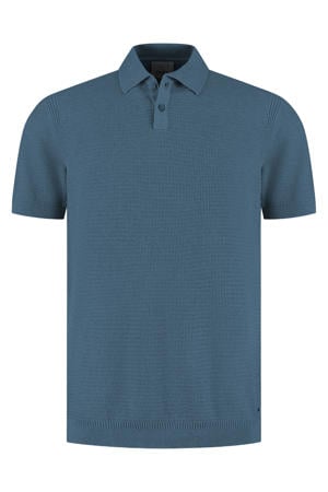 regular polo blauw gebreid