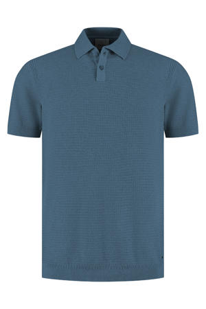 regular polo blauw gebreid