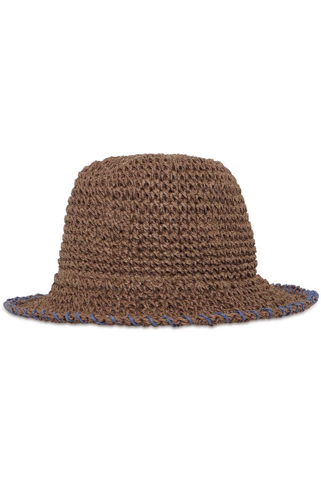 ICHI raffia hoed bruin