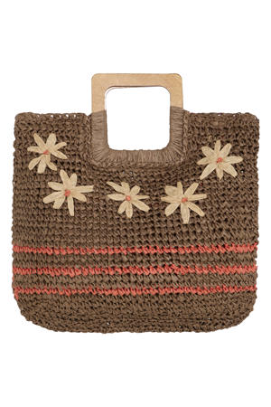 raffia handtas bruin