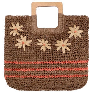 raffia handtas bruin