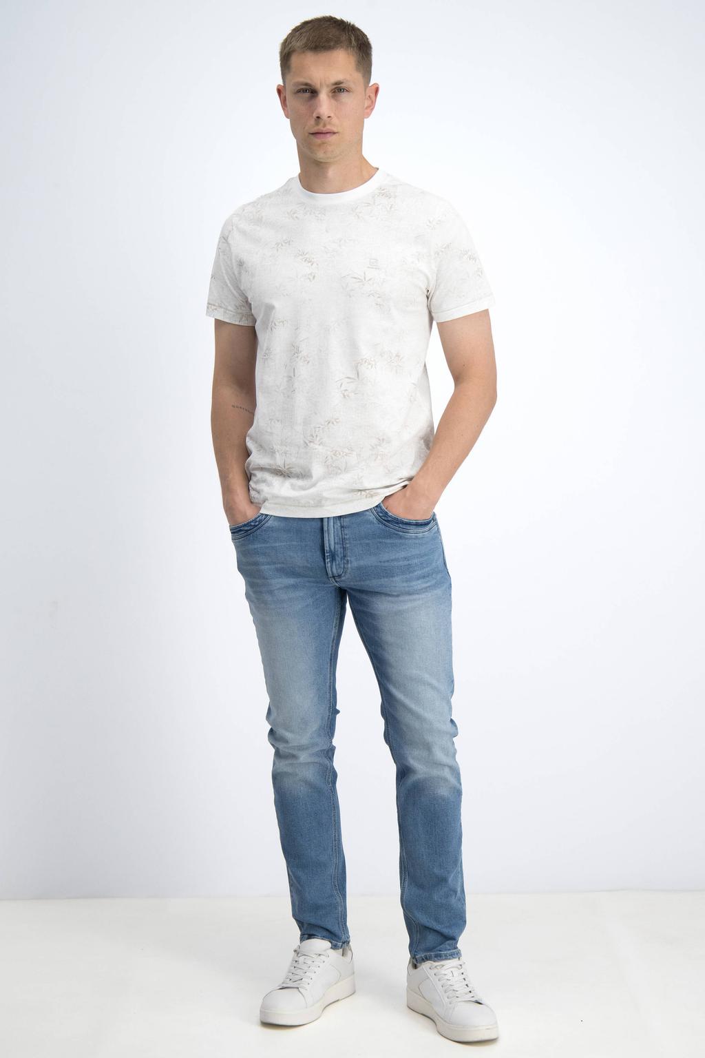 Lichtgrijze heren GABBIANO regular T-shirt van katoen met korte mouwen en ronde hals