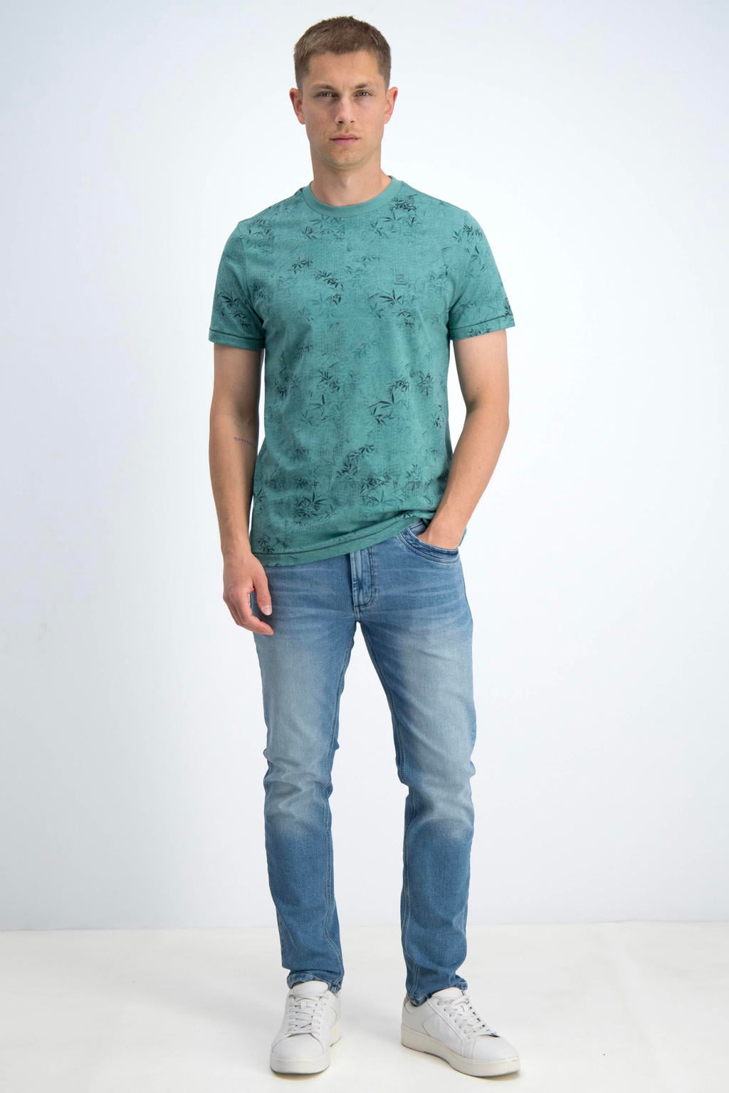 Groene heren GABBIANO regular T-shirt van katoen met korte mouwen en ronde hals