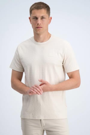 regular fit T-shirt met ingebreid patroon - ecru