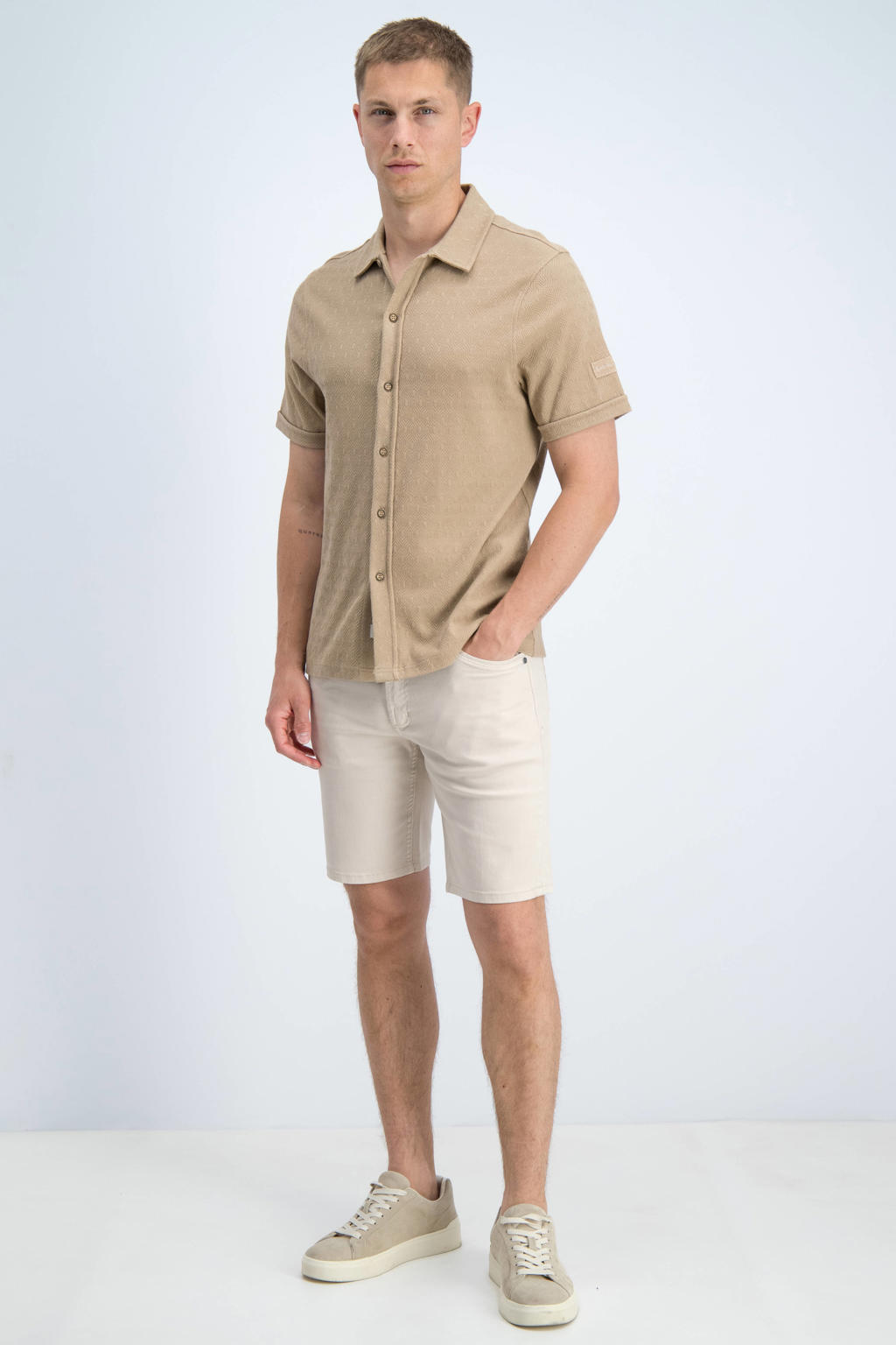 GABBIANO regular fit denim short - ecru