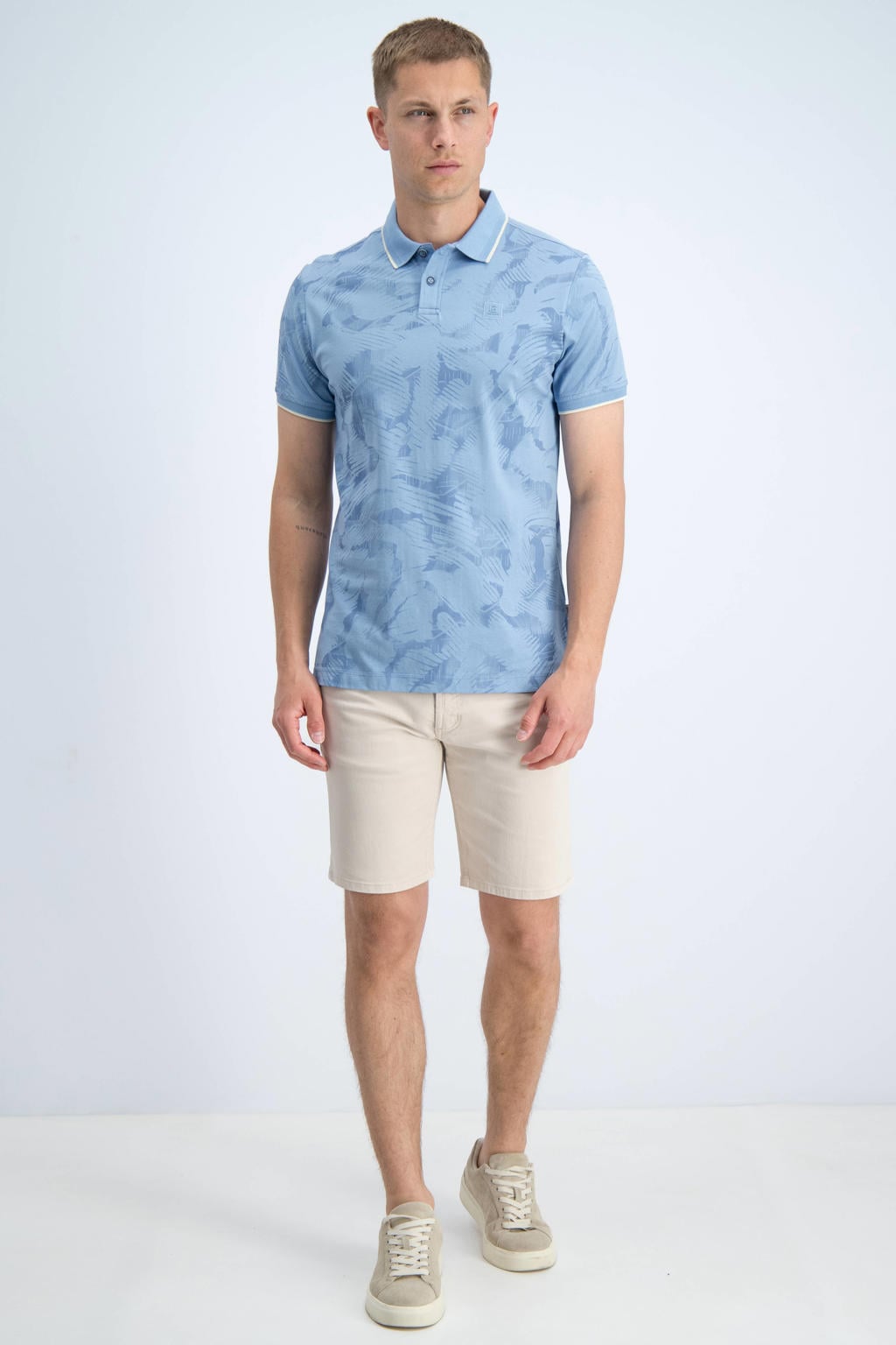 Blauwe heren GABBIANO regular fit polo allure van katoen met korte mouwen